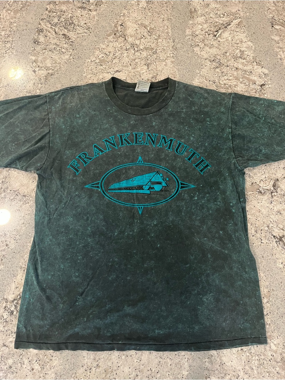 Vintage 90s Frankenmuth Men's Short Sleeve Tee - Teal Green